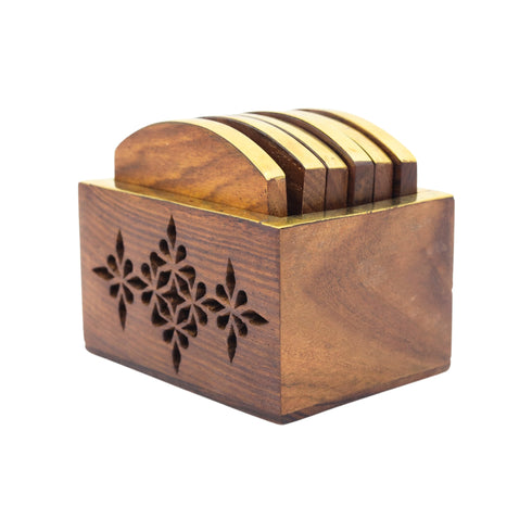 Natriel Wooden Tea Coasters Set